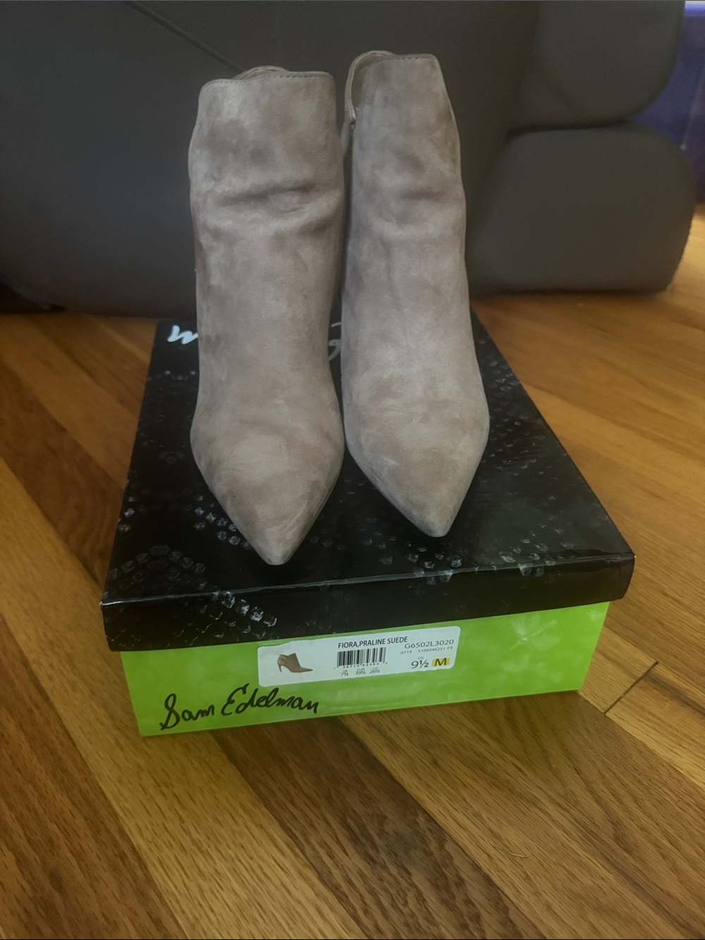 Sam Edelman Praline Suede Pointed Ankle Booties